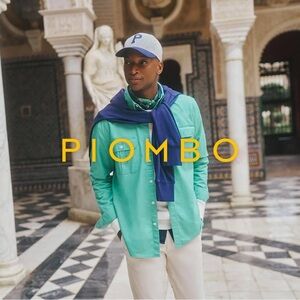 Piombo Men's Button Down Shirt 100% Cotton Size Large NEW